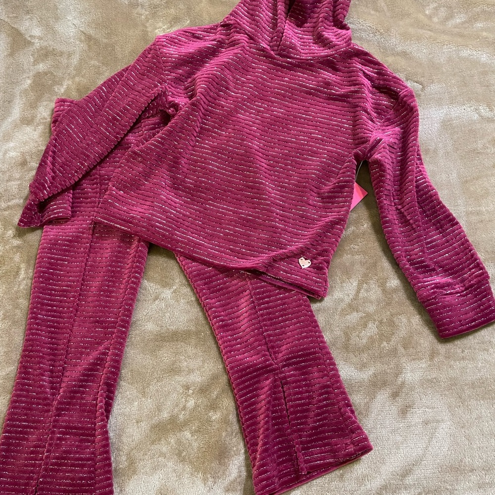 NWT Vince Camuto Purple Pink Girls Striped Hoodie and Pants Set 4T